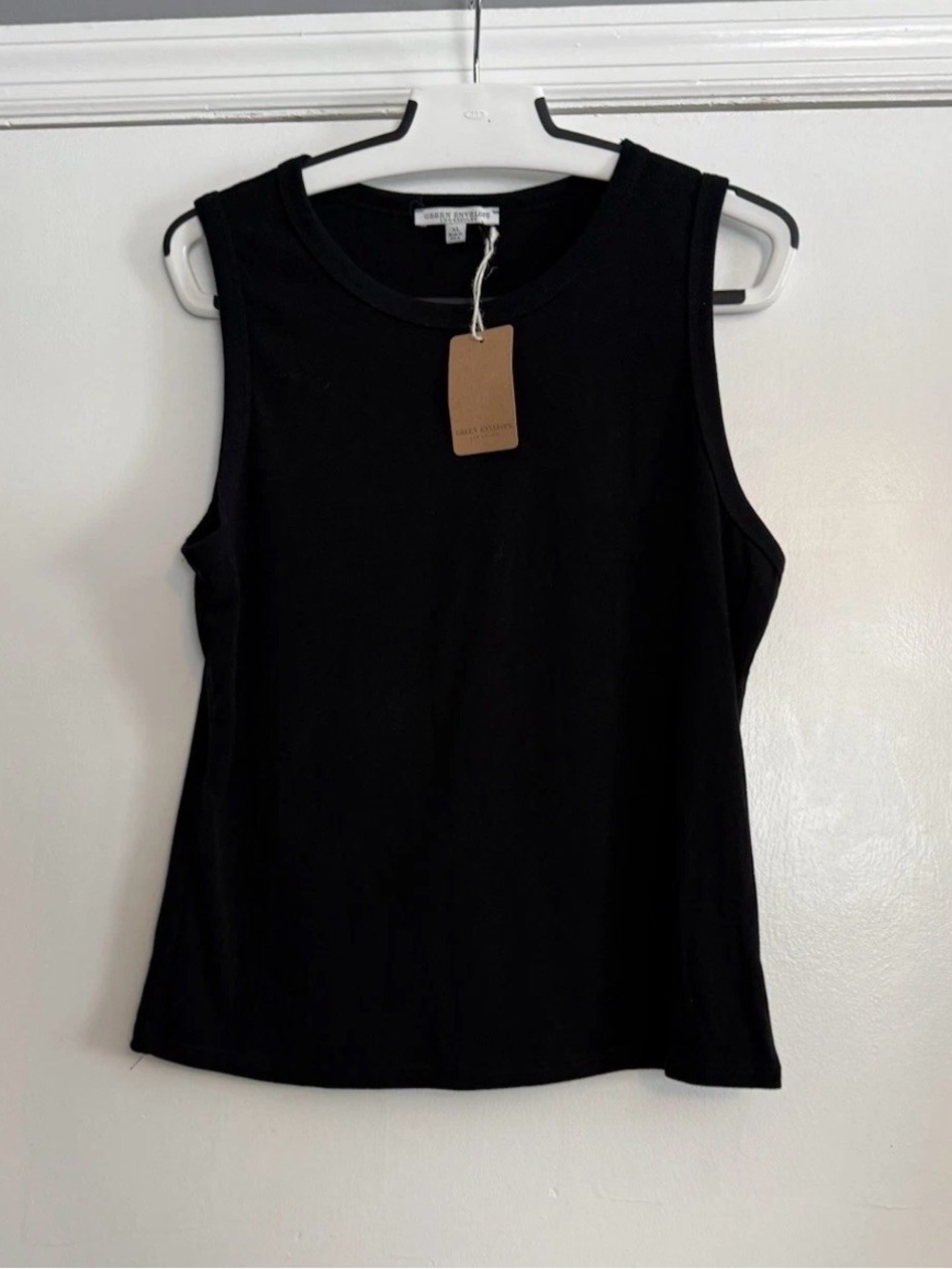 Green Envelope Classic Black Tank Top Sleeveless Modal Scoop Neck Size XL